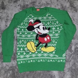 Mickey mouse Green Holiday Christmas Sweater, Womens Med